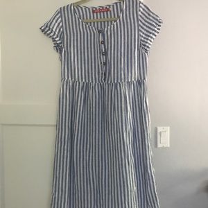 Pyne & Smith Midi Dress, Blue Stripe Linen